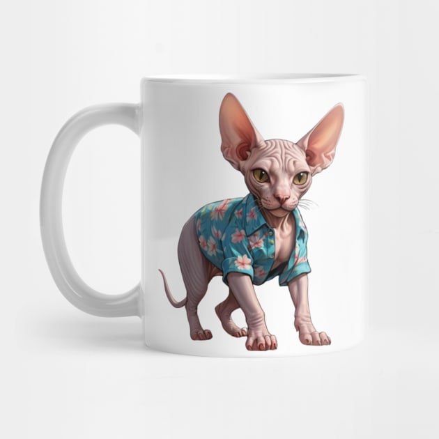 Tropical Feline: Sphynx in Floral Attire by vk09design